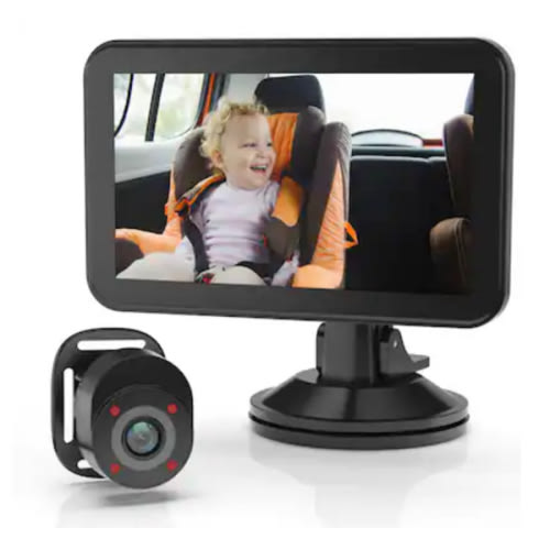 In-Car Baby Cam with Monitor – HD 1080p & Infrared Night Vision - Black