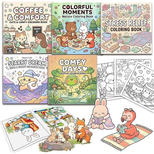 5pk Coloring Book - 160 Simple and Cute Patterns Include Comfy & Dream & Relief & Colorful & Comfort