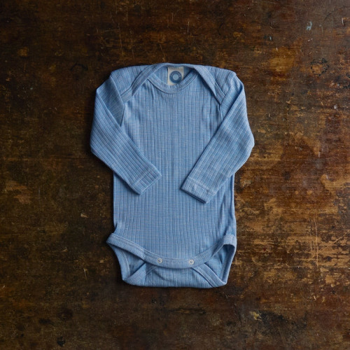 Merino Wool/Cotton Onesie - Blue