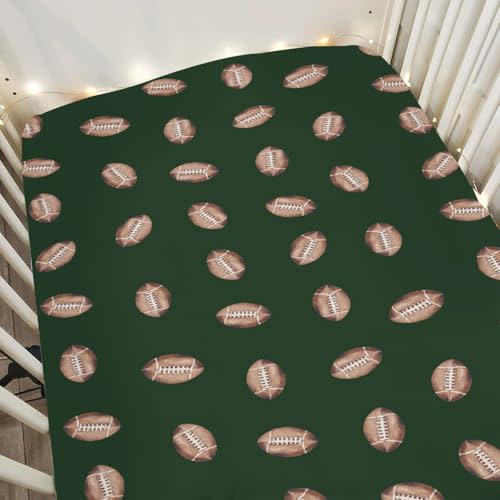Cream Watercolor Footballs Baby Crib Sheets for Boy Girl 52"x28" American Footballs Party Soft Stretchy Fitted Crib Mattress Cover Sports Lovers Gift Baby Sheet for Standard Crib & Toddler Mattress