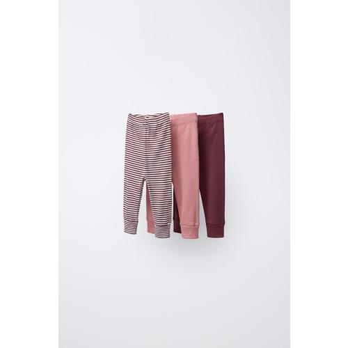 3-PACK OF ADJUSTABLE LENGTH STRIPED LEGGINGS - Dusty pink | ZARA United States