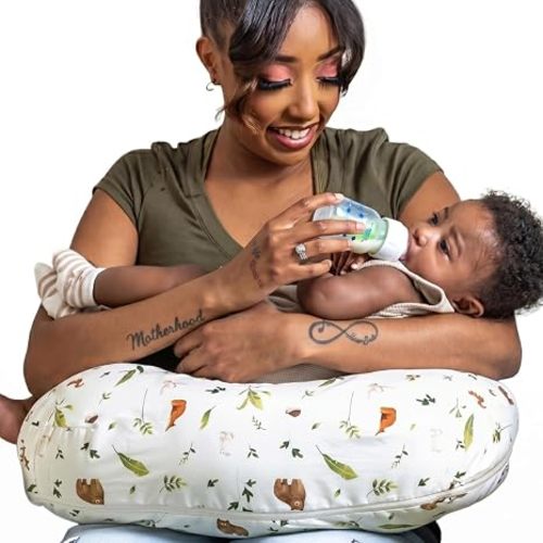 Boppy Nursing Pillow - Ergonomic Bottle & Breastfeeding Pillow with High, Firm, Large Area, Water-Repellent Cushion with Washable Cover; Baby Safety Alliance Verified - Oatmeal Boucle