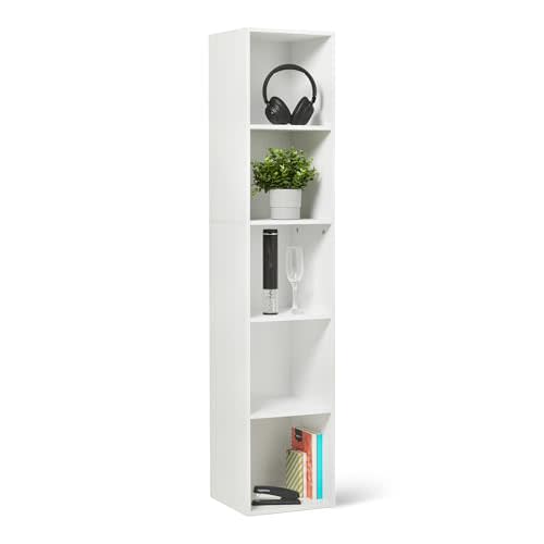 Amazon Basics 5-Cube Bookcase Compatible with Fabric Storage Cube Organizers, White | Compatible with Fabric Storage Cube Organizers