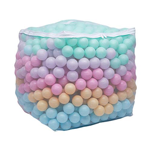 Amazon Basics BPA-Free Ball Pit Balls with Storage Bag, Crush-Proof Plastic for Toddlers Kids 12+ Months Play, 6 Pastel Colors, 1000 Count
