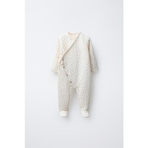 FLORAL QUILTED ROMPER - Ecru | ZARA United States