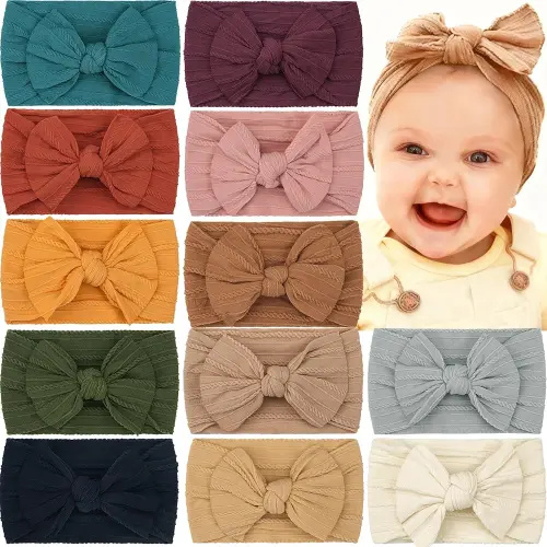 CÉLLOT Super Stretchy Soft Knot Headbands with Hair Bows Head Wrap Hair Accessories For Newborn Baby Girls Infant Toddlers Kids