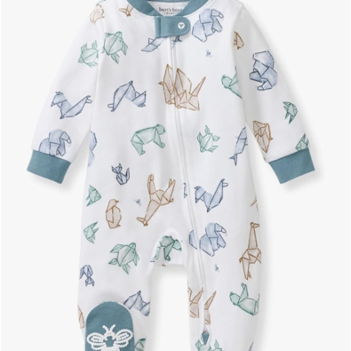 Burt's Bees Baby Boys Sleep and Play PJs, 100% Organic Cotton One-Piece Zip Front Romper Jumpsuit Pajamas