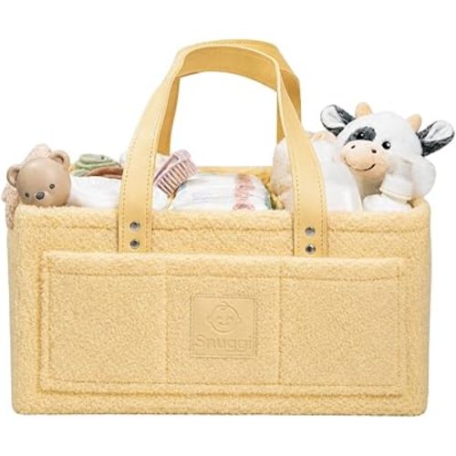 Baby Diaper Caddy Organizer with Handle & Toiletry Bag, Portable Nursery Storage Basket for Newborn Essentials, Baby Essentials,Portable Diaper Organizer, Baby Registry Must Have