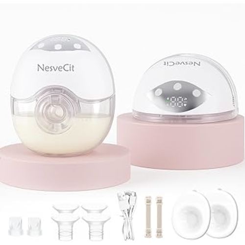 Electric Breast Pump Hands Free, Wearable Breast Pump with 4 Modes/12 Levels, Portable Painless Pumping, Adjustable Flange Sizes 19/21/24mm, Timer LCD Display Memory Function, 2 Pack White