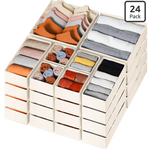 Amazon.com: Criusia Drawer Organizer Clothes, 24 Pack Dresser Organizer Bins for Nursery Bedroom, Closet Organization and Storage Dividers for Clothing, Baby Clothes, Underwears, Socks (Beige)