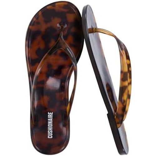 CUSHIONAIRE Splash Jelly Flip Flops for Women With Flexible Sole, Glossy Jelly Finish Summer Sandals for Women