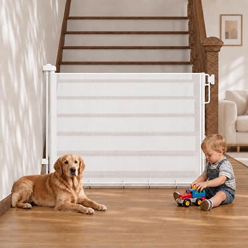 Cumbor 37-55" Retractable Baby Gates for Stairs & Doorways, Indoor Outdoor