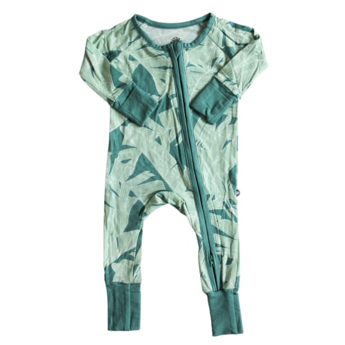Green Banana Leaf Bamboo Zip Romper