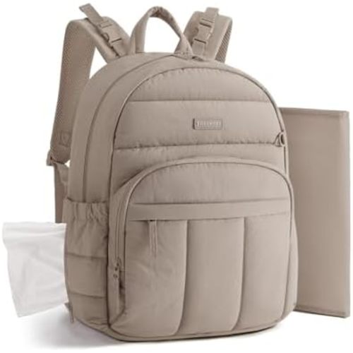 BAGSMART Baby Diaper Bag with Waterproof Pad, Camel