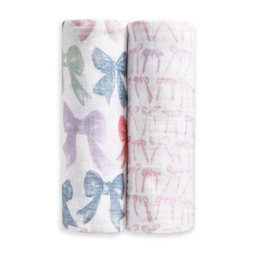 aden + anais Organic Cotton Muslin Swaddles 2 Pack in Bow Atelier