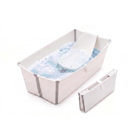 Stokke - Flexi Bath Bundle Folding Baby Bathtub with Newborn Support White/Grey
