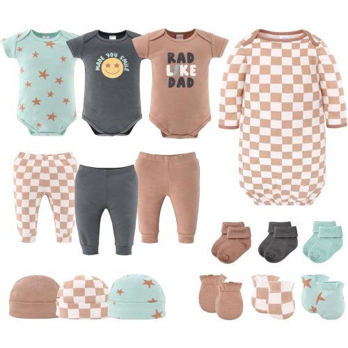 The Peanutshell Baby Layette Gift Set for Boys - 16 Piece New Born Gift Set, Baby Clothes & Newborn Essentials Must Haves - Newborn Clothes 0-3 Months - Skater Boy