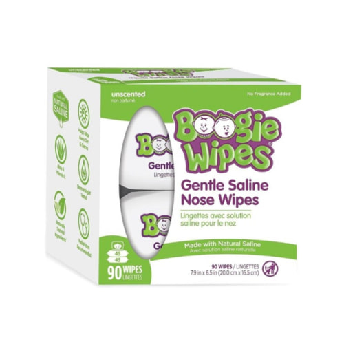 Boogie Wipes® Gentle Saline Nose Wipes, Unscented - 90 Wipes
