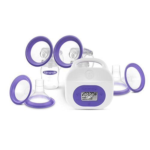 Lansinoh Smartpump 3.0 Double Electric Breast Pump, Portable and Rechargeable, Connects to Baby App, Hospital Strength Suction for Breastfeeding Moms