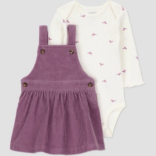 Carter's Just One You® Baby Girls' 2pc Overalls Dress Set - Plum Newborn