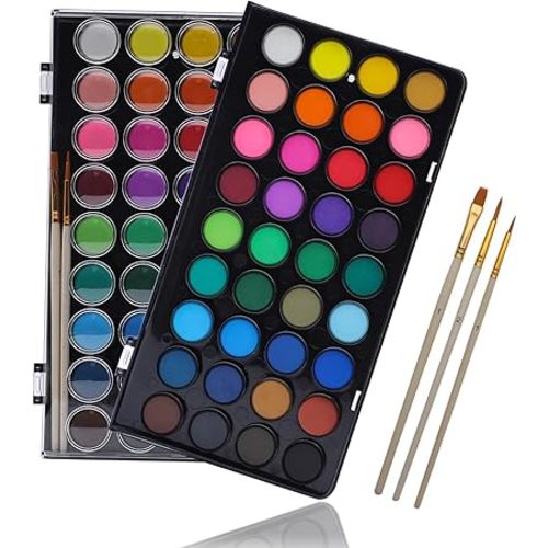 Artecho 36 Colors Watercolor Cake Set with 3 Brushes, Washable, Travel Design, Perfect for Card Making, Illustrations, Calligraphy