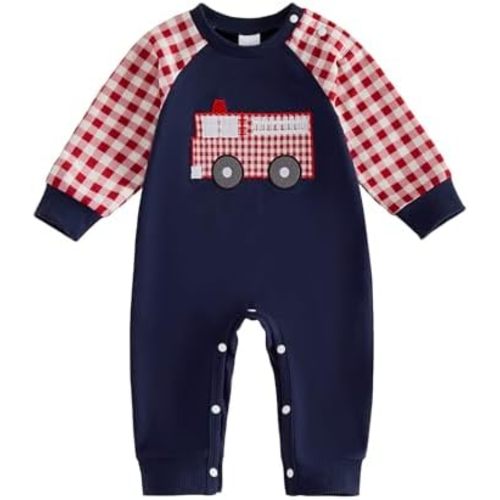 Thorn Tree Baby Boy Firefight Outfit Newborn Infant Long Sleeve Romper Halloween Birthday Outfit Fall Clothes