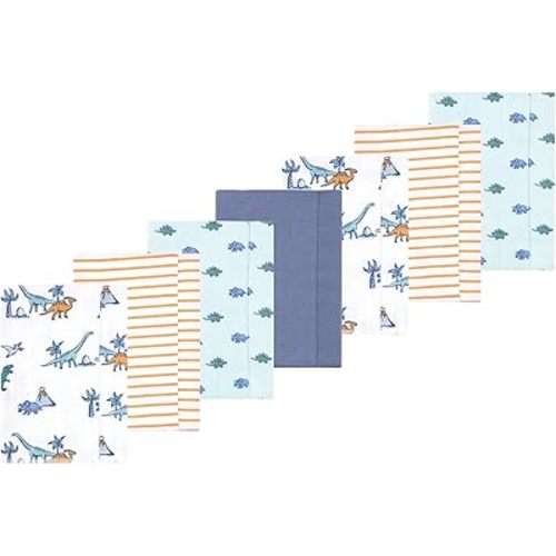 Luvable Friends Hudson Baby Flannel Burp Cloths 7pk, Dino Garden
