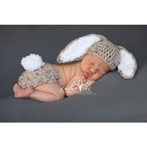 READY Baby Hat  Bunny Rabbit Ears  Photo Prop baby bunny oufit Easter bunny set crochet newborn Easter bunny set