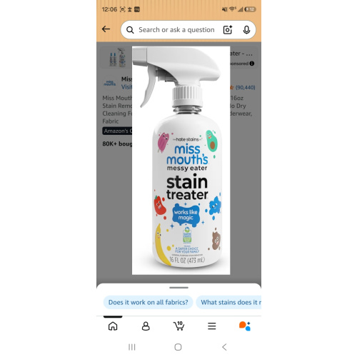 Miss Mouth's Messy Eater Stain Treater Spray - 16oz Stain Remover - Newborn & Baby Essentials - No Dry Cleaning Food, Grease, Coffee Off Laundry, Underwear, Fabric