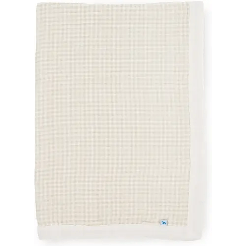 Little Unicorn Newborn Receiving Quilt | Ultra- Soft, Multi-Layered Muslin Fabric | Gift for Newborns & on-The-go (Tan Gingham)