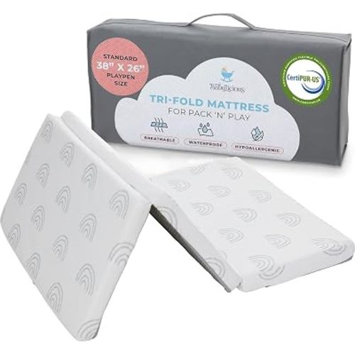 Pack and Play Mattress Topper | 38" x 26" Trifold Soft Foam Boho