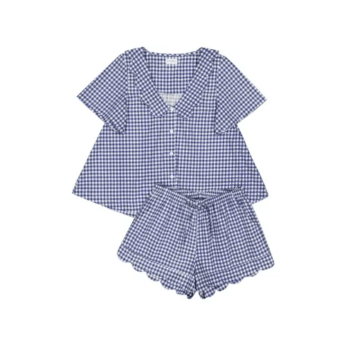 Penelope Sleep Set - Gingham - Navy