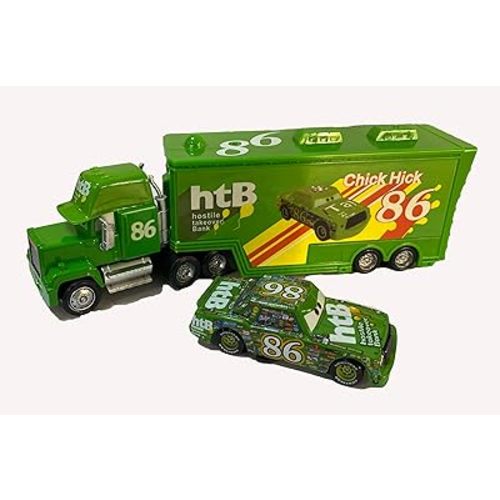 Movie Cars 2 3 Hauler Mack Truck & Speed Race Car 2PCS Vehicles Jackson Storm Cruz Ramirez Vehicles (Green No.86)