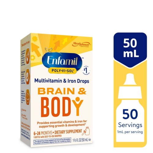 Enfamil Poly-Vi-Sol Liquid Multivitamin Supplement and Iron for Infants and Toddlers 50 mL dropper bottle