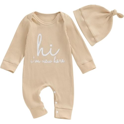MERSARIPHY Newborn Baby Boy Girl Clothes Hi I'm New Here Coming Home From Hospital Outfits Gender Neutral One Piece Romper