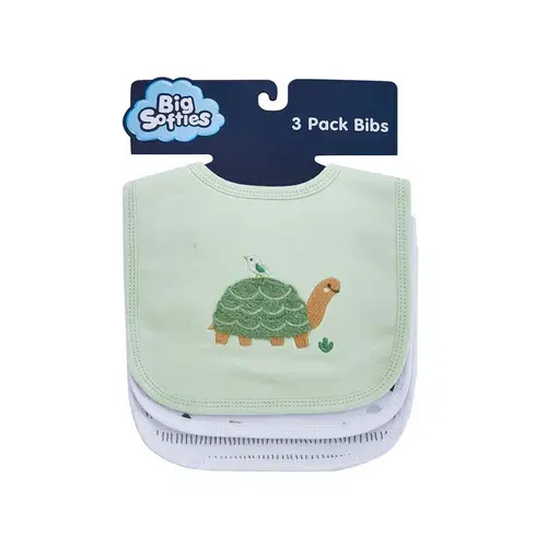 Big Softies Cotton Bibs Turtle 3Pack | Baby Bunting AU