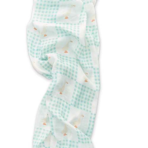 Cute Goose Gingham Bamboo Muslin Blanket – Soft & Breathable Newborn Blanket by Ellie Sue