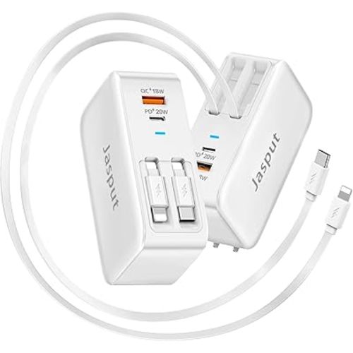 4 in 1 Retractable Wall Charger with Dual Cables,40W Retractable Phone Charger Wall Plug with Dual USB Ports,20W USB C Chargers Block Fast Charging for iPhone 17 16 15 14 13,LG, Galaxy S24 23,Pixel