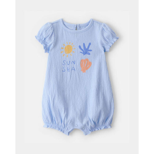 Baby Girl 'Sun Sea' Short-Sleeve Romper - Blue | Carter's