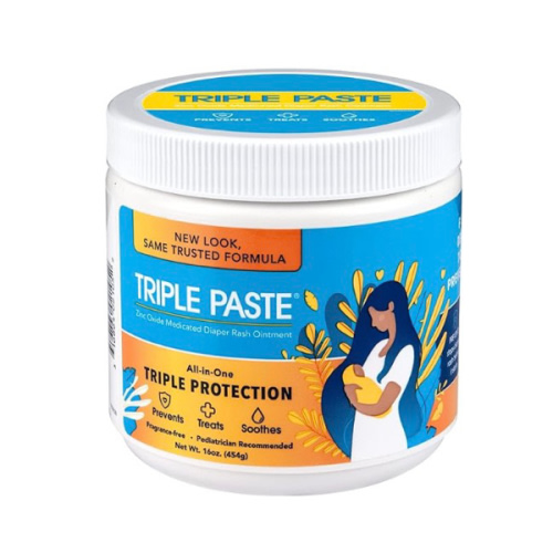 Triple Paste Diaper Rash Cream for Baby - 16 Oz Tub – Zinc Oxide Ointment Treats, Soothes & Prevents Diaper Rash, Pediatrician-Recommended Hypoallergenic Formula, Baby Essentials for Daily & Overnight