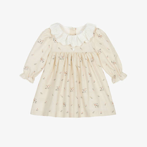 Patachou - Baby Girls Beige Floral Cotton Twill Dress | Childrensalon