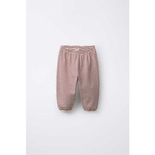 STRIPED JOGGING PANTS - Ecru / Red | ZARA United States