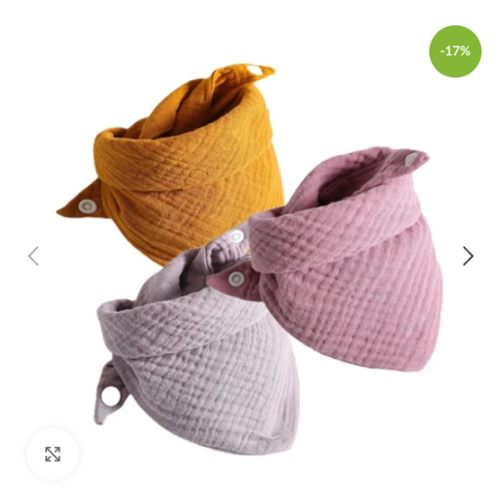 3-Pack Baby Muslin Cotton Bibs – Soft Solid Color Bandana Bibs for Boys and Girls, Feeding and Drool Protection - Natural Utensils