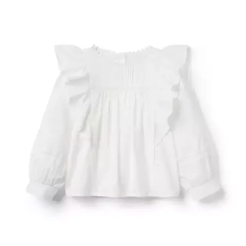 Girl Jet Ivory Ruffle Pintuck Top by Janie and Jack