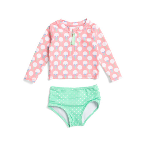 Infant And Toddler Girls 2pc Zipper Rash Guard Swimsuit | Baby Girls (0-24m) | Marshalls