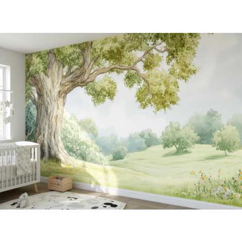 Enchanted Tree Wallpaper Mural, Nursery Forest Wall Mural, Kids Room  Wallpaper, Storybook Woodland Wall Art, Peel and Stick or Traditional