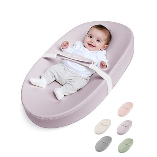 COMOMY Baby Changing Pad with Wipeable & Waterproof PU Cover, Contoured Diaper Changing Pad for Dresser with Non-Slip Safety Belt, Portable and Lightweight, Large Cushioned Foam, Lavender