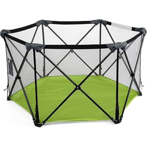 Bright Starts Pop ‘N Play Indoor/Outdoor Playard, Portable Playpen for Babies and Toddlers, Unisex, Easy Compact Fold