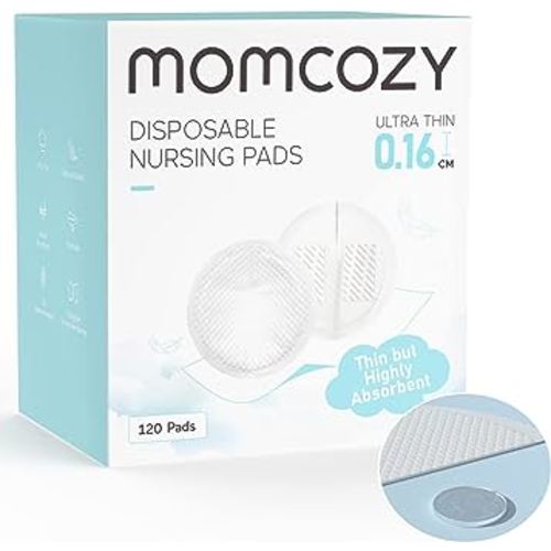 Momcozy Ultra-Thin Disposable Nursing Pads, Super Absorbent and Breathable Breastfeeding Pads, Make The Breasts Light and Unburdened, 3D Shape for The Best Fit, Individually Packaged（120 Count）