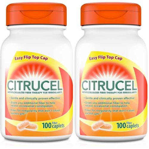 CITRUCEL Methylcellulose Fiber Caplets for Occasional Constipation Relief, Orange Flavor - 1 Count (Pack of 2)